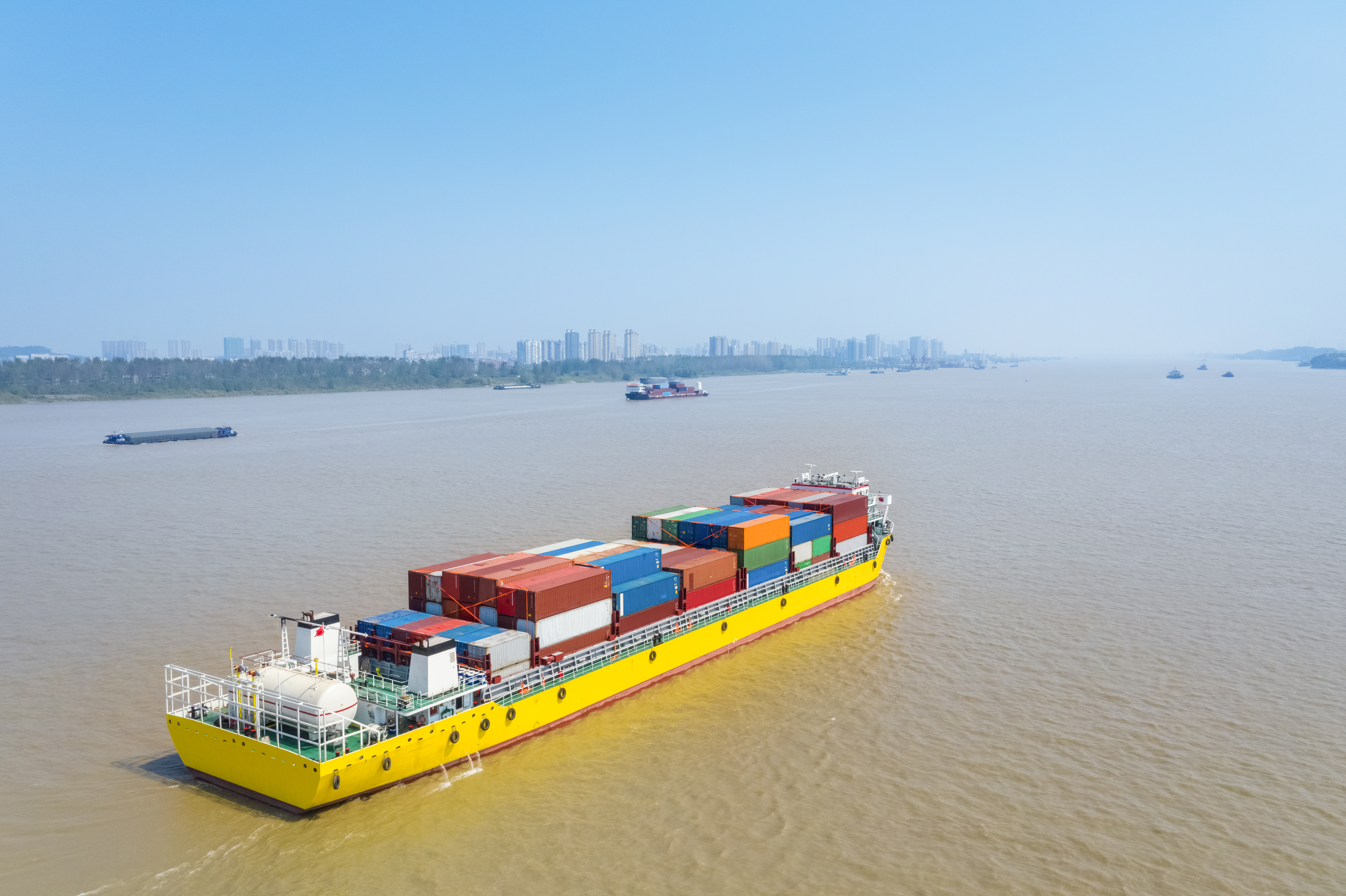 container ship on the yangtze river